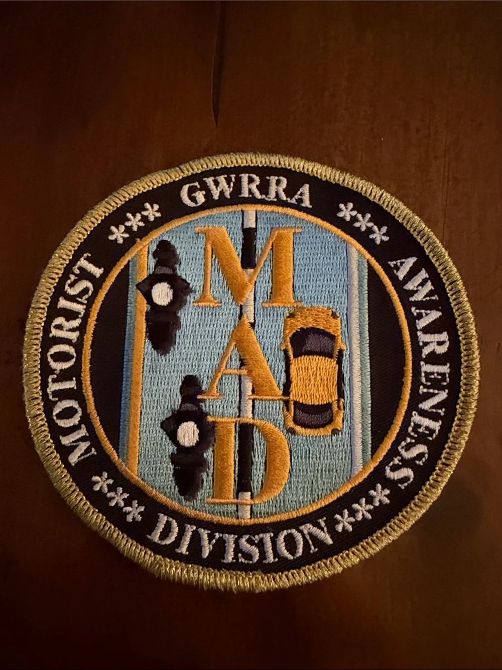 Motorist Awareness Division Embroidered Patch - Gold & Light Blue